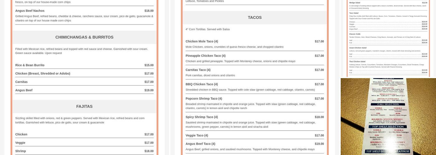 Bobby Botina's Mexican American Grille Menu