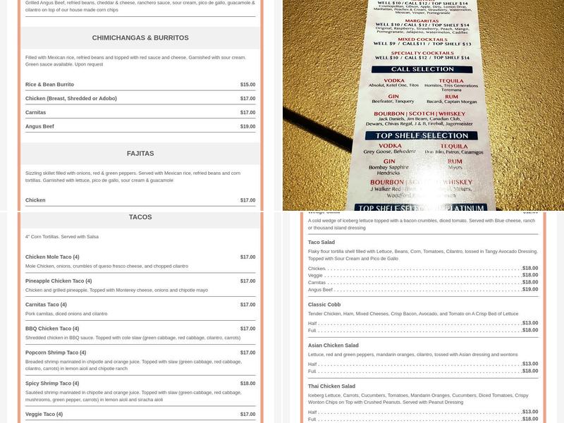 Bobby Botina's Mexican American Grille Menu