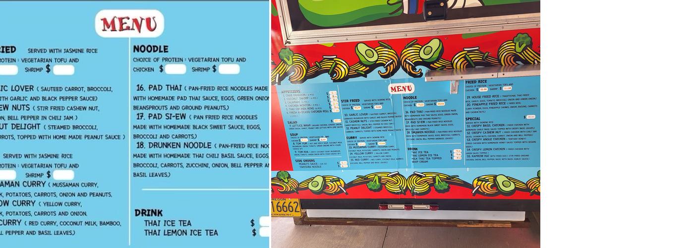 Angel Thai Kitchen Menu