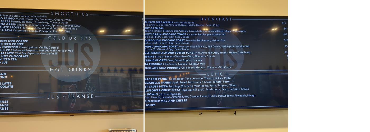 Jus by Julie Lakewood Menu