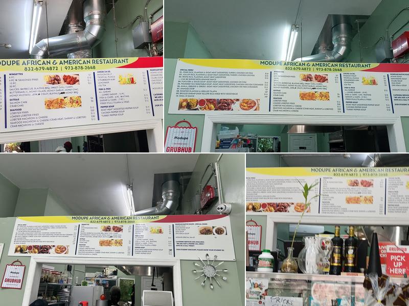 Modupe African & American restaurant Menu