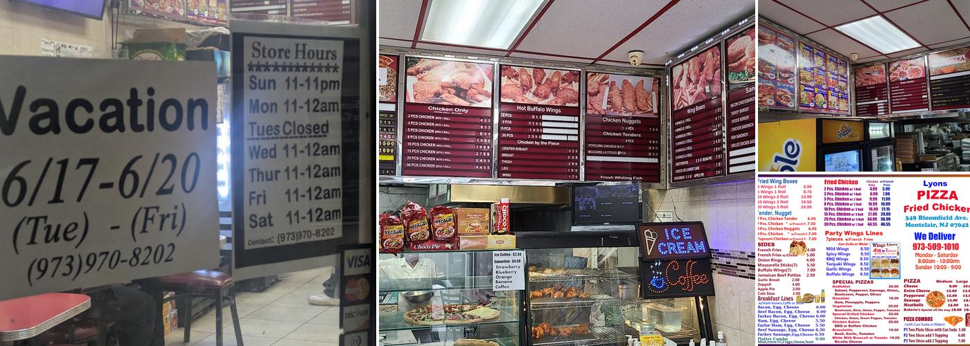 Lyons Pizza Fried Chicken Menu