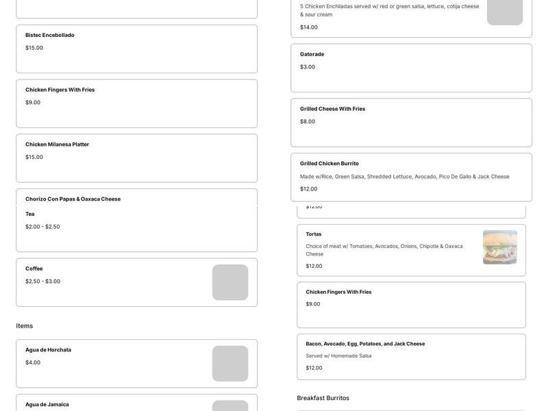 Los Hermanos Mexican Grill Menu