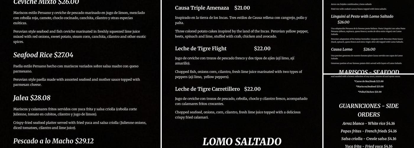 Lomo Saltado Peruvian Cuisine Menu