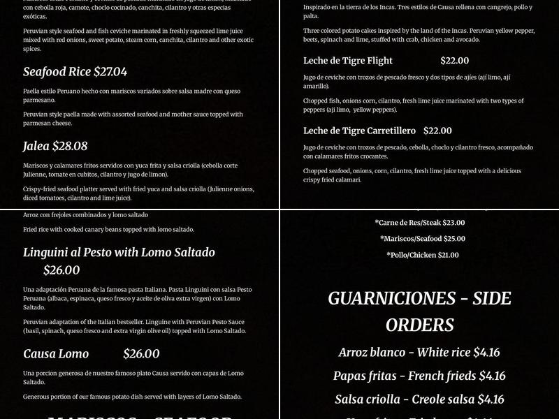 Lomo Saltado Peruvian Cuisine Menu