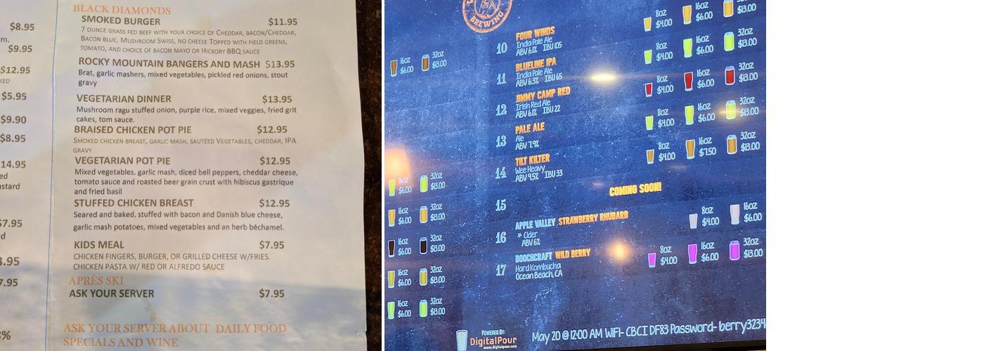 Whistle Pig Brewing Company Menu