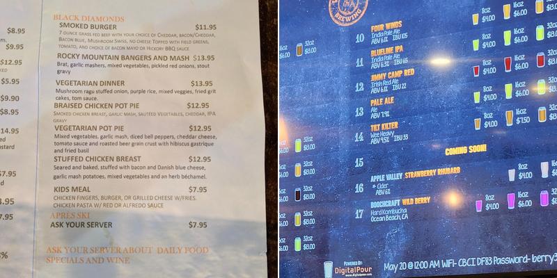 Whistle Pig Brewing Company Menu