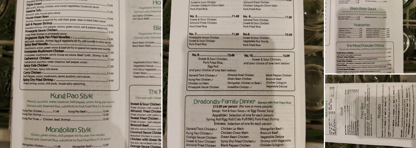 Dragonfly Chinese Take-out Menu