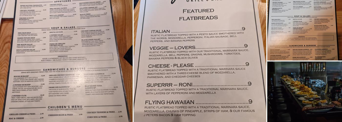 J Peters Grill & Bar - Chapin Menu
