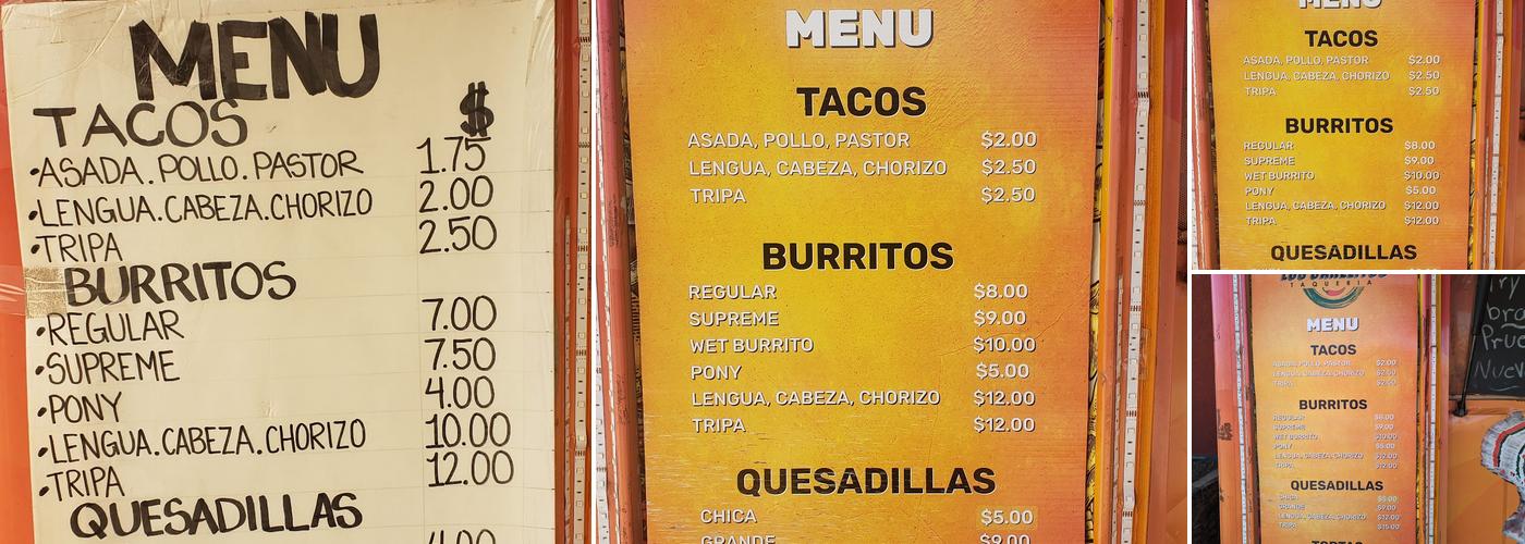 Los Canelitos Taqueria Menu