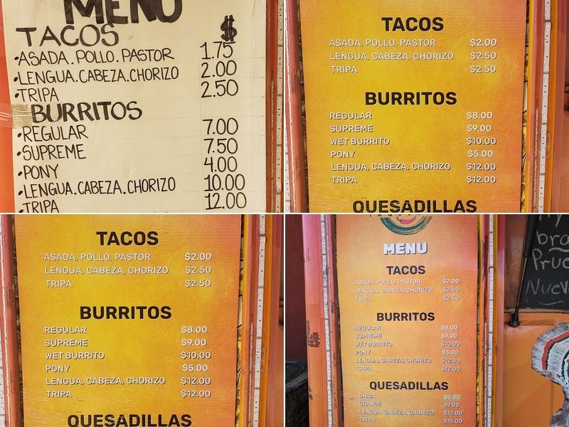 Los Canelitos Taqueria Menu