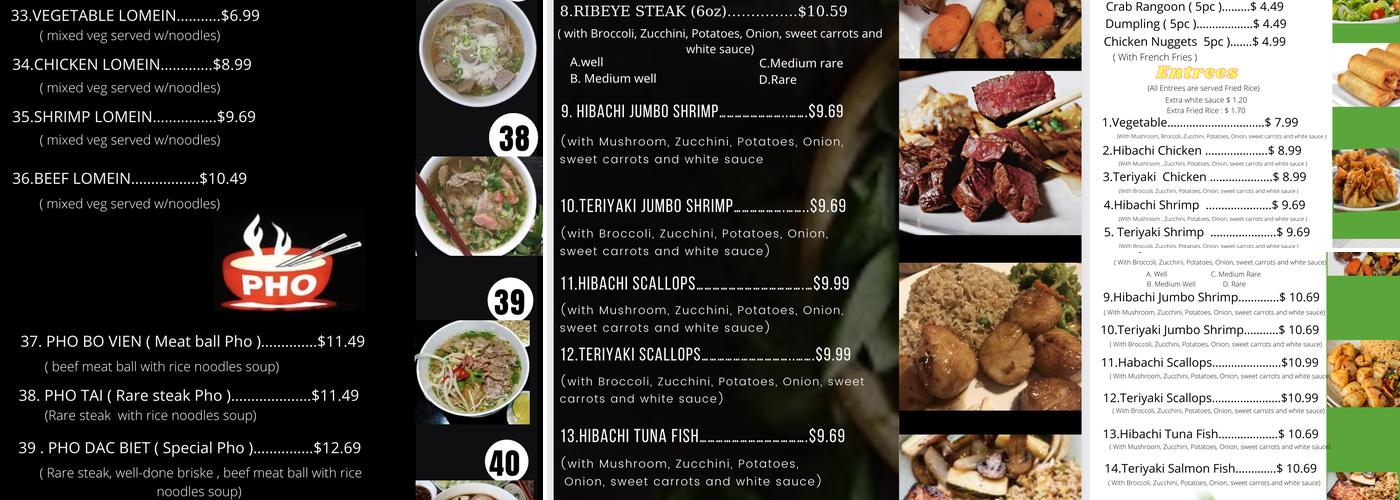 Oriental Steakhouse Menu