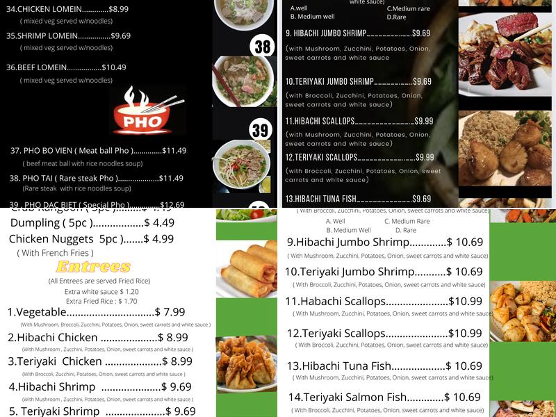 Oriental Steakhouse Menu