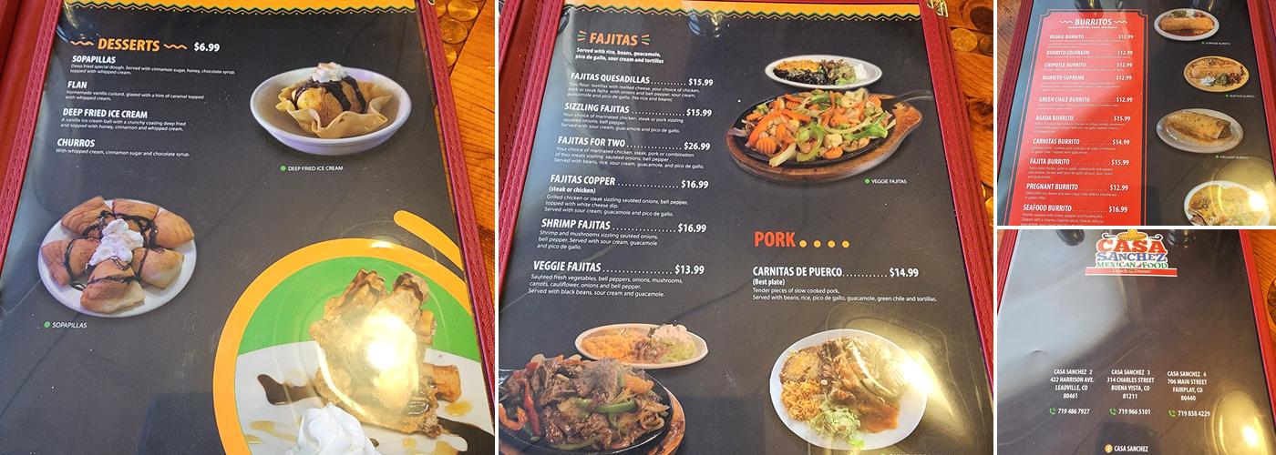 Casa Sanchez Menu