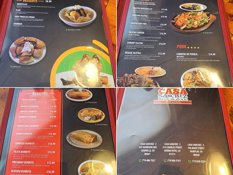 Casa Sanchez Menu