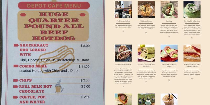 Depot Cafe Menu