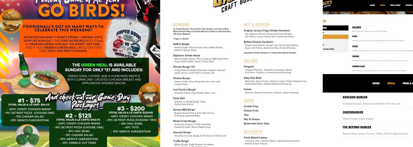 DaNick's Craft Burgers Menu