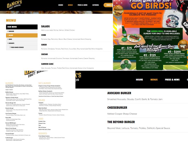 DaNick's Craft Burgers Menu