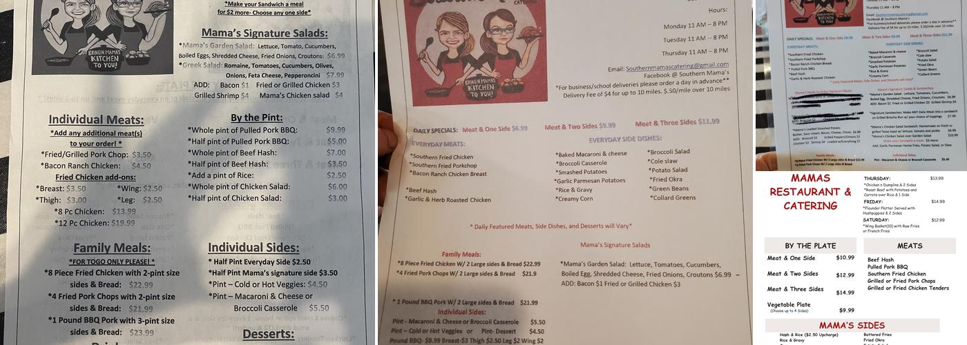 Southern Mama's Menu