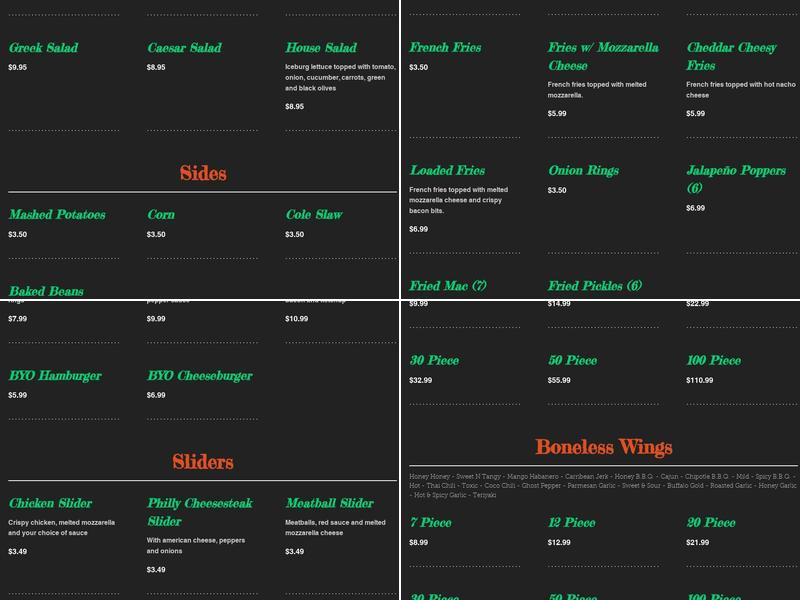 Ghost Wings Menu
