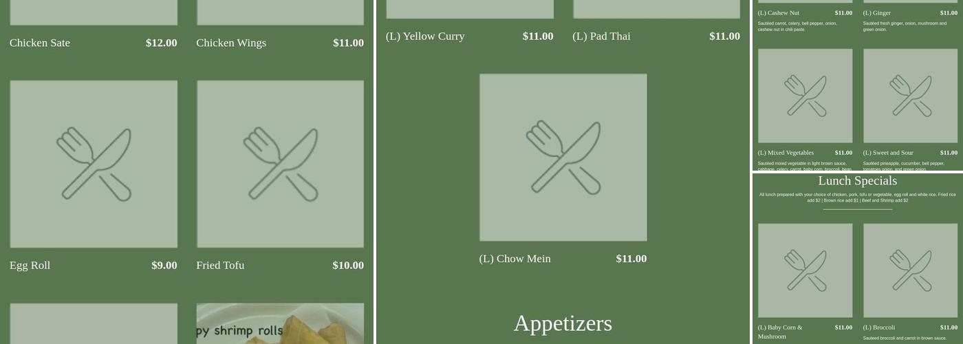 Garden Thai Rialto Restaurant Menu