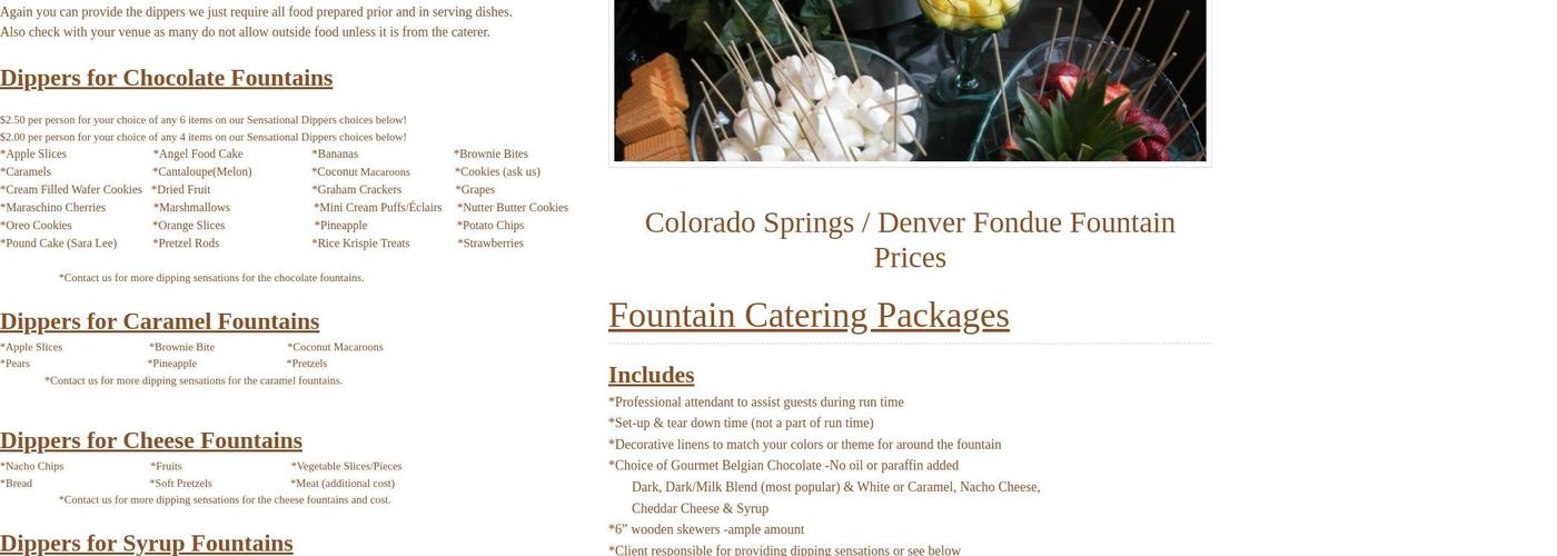 A New Taste Sensation Chocolate Fountains Menu