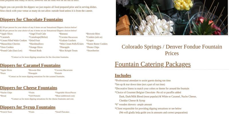 A New Taste Sensation Chocolate Fountains Menu