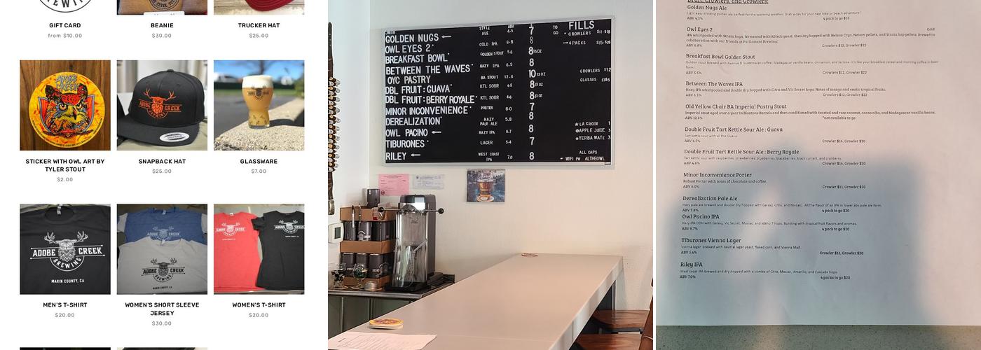 Adobe Creek Brewing Petaluma Tasting Room Menu