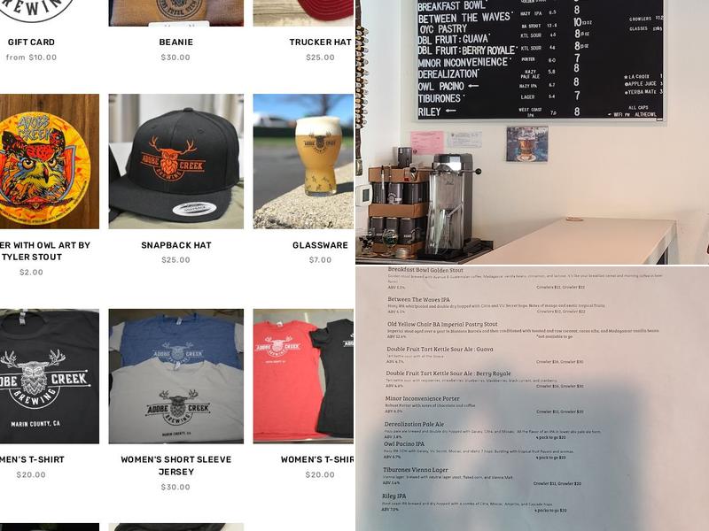 Adobe Creek Brewing Petaluma Tasting Room Menu