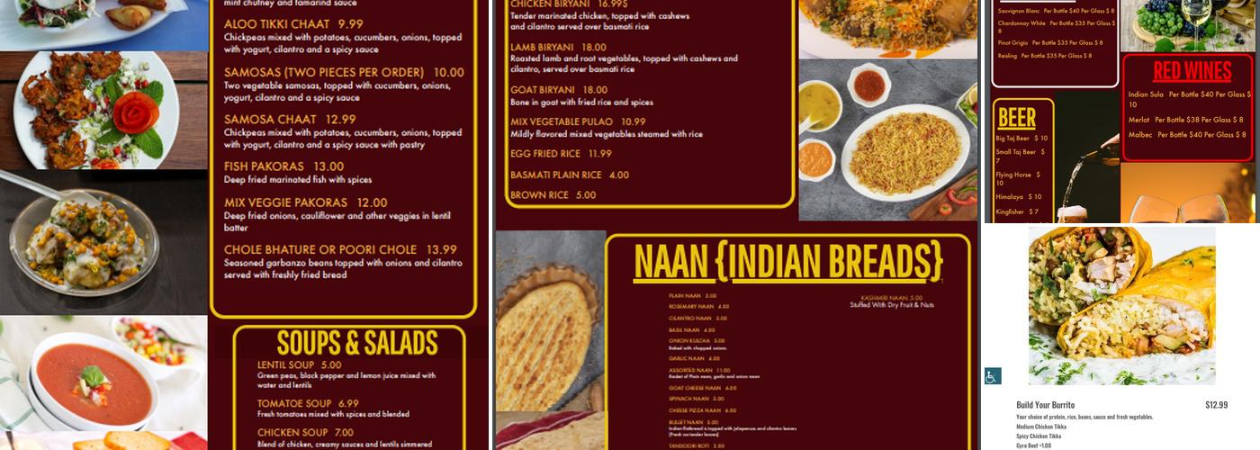 Bel-King Indian Grill Menu