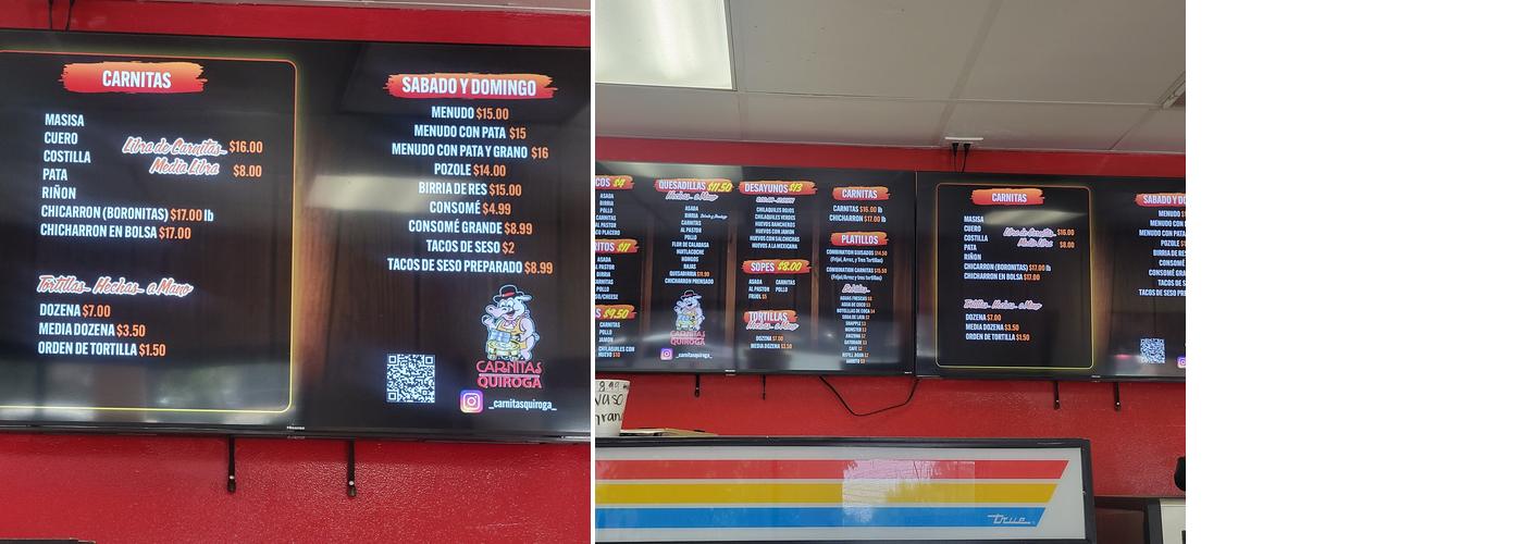 Carnitas Quiroga Menu
