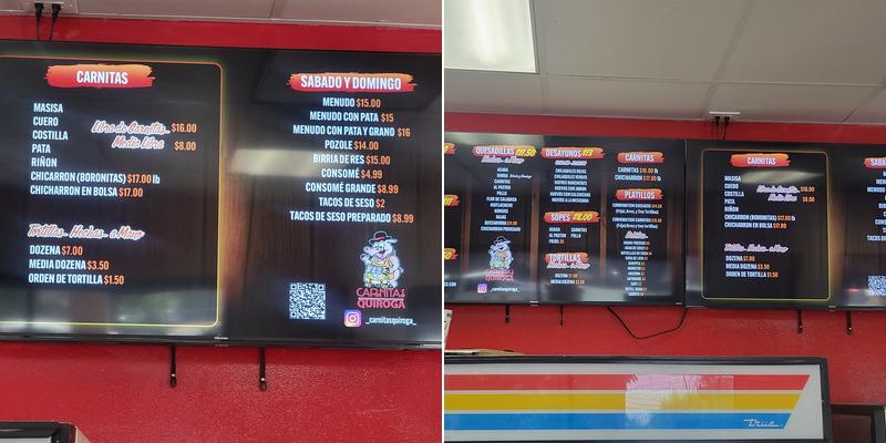 Carnitas Quiroga Menu