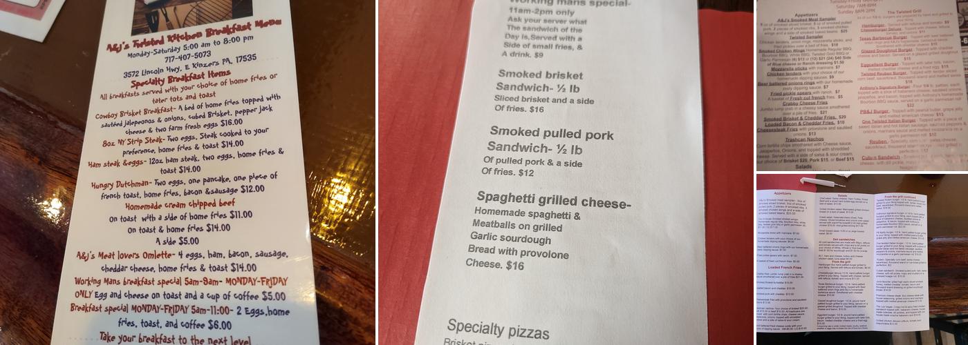 A&J's twisted kitchen Menu
