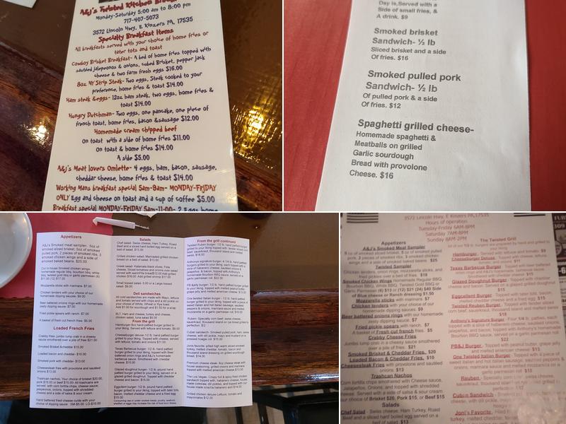 A&J's twisted kitchen Menu