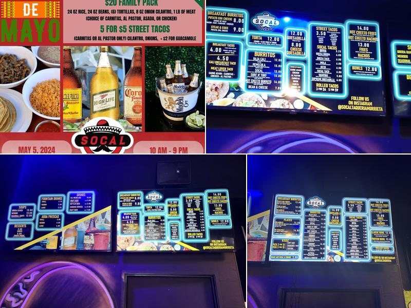 SoCal Taqueria Menu