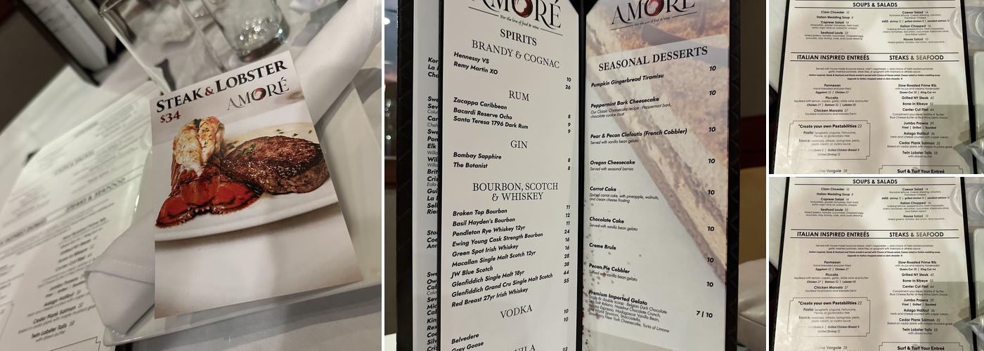Amoré Menu