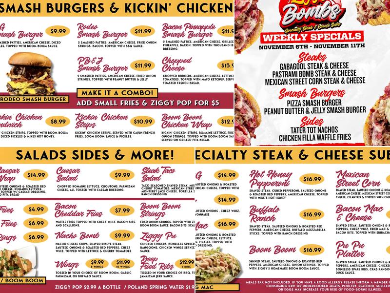 Ziggy bombs Menu
