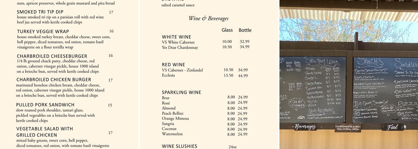 Courtyard Bar & Grill Menu