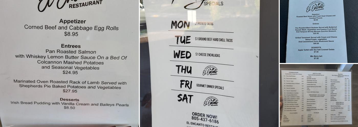 El Encanto Menu