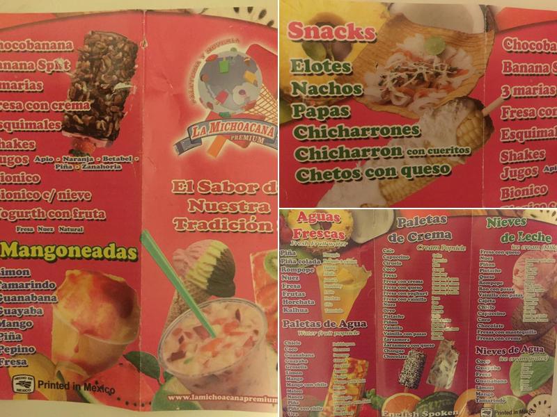 La Michoacana Premium Menu