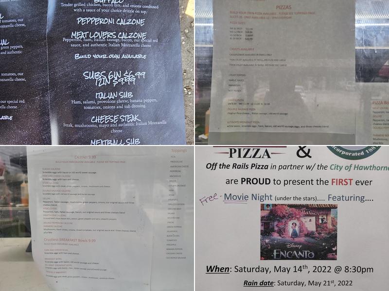 Off the Rails Pizza Menu