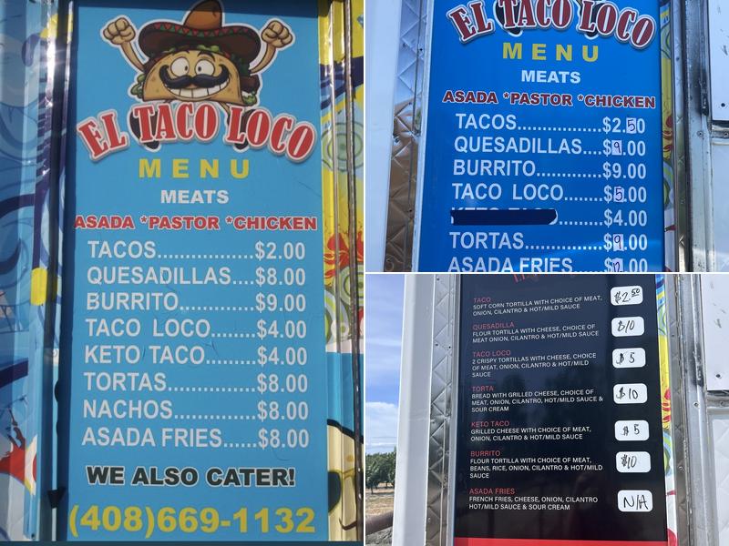El taco loco Menu
