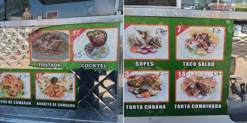 La Paloma CALENTANA Menu