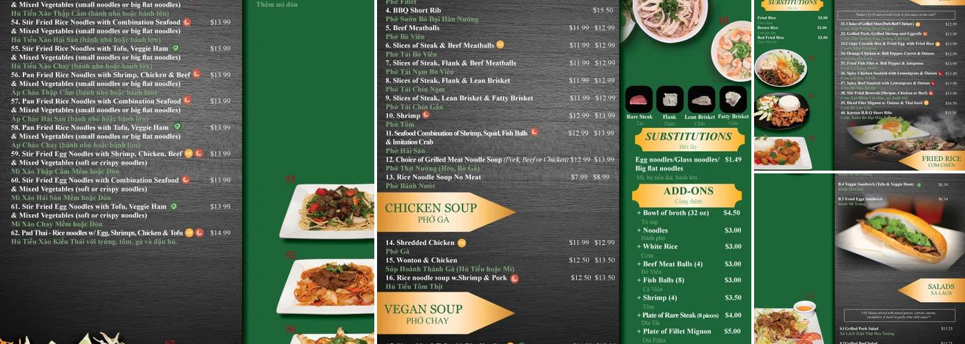 Pho Rex Menu