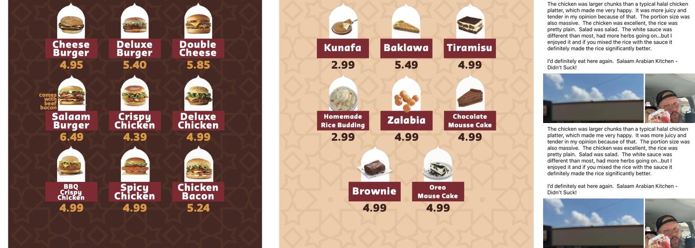 Salaam Arabian kitchen Menu