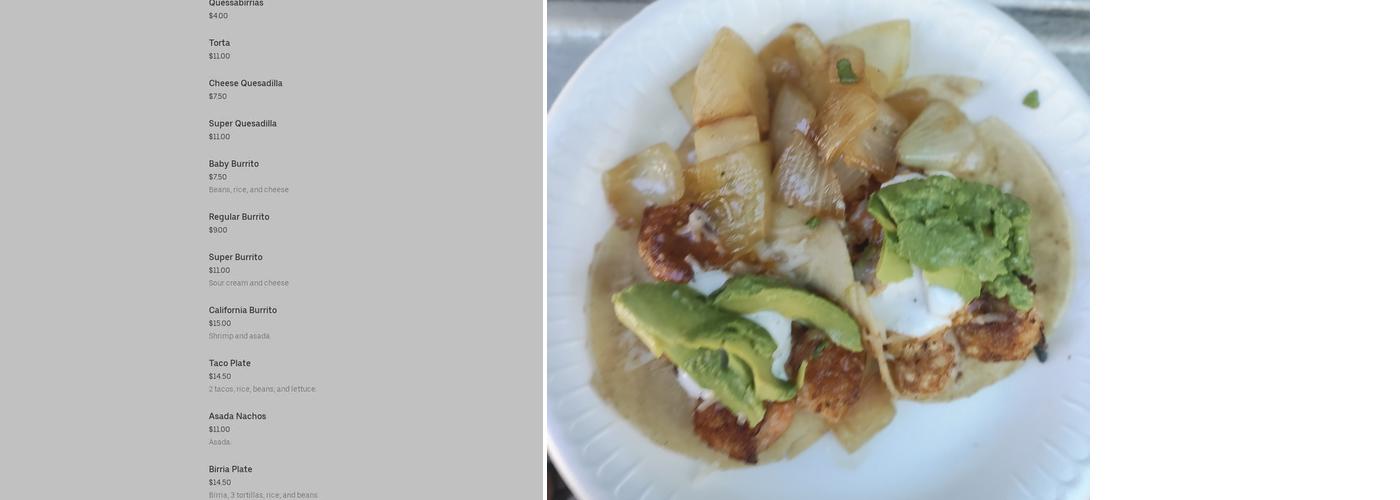 Spicy Burrito Taco Truck Menu