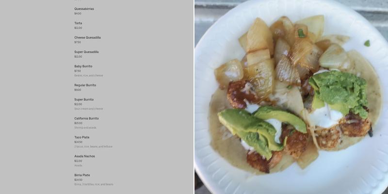 Spicy Burrito Taco Truck Menu