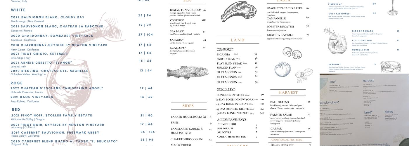 The Restaurant at Laguna Cliffs Menu