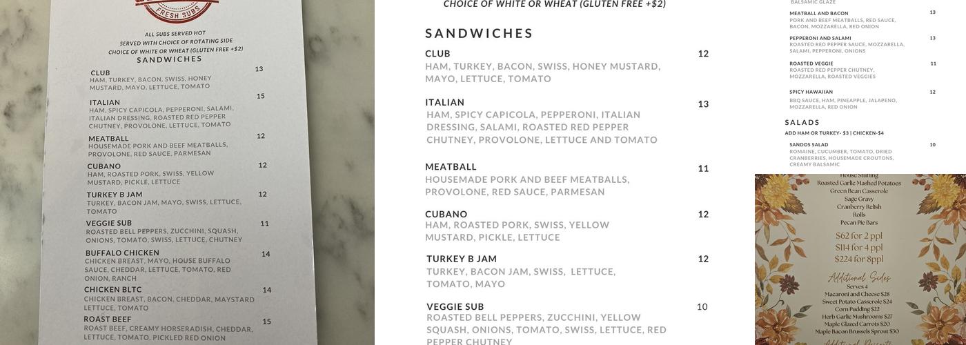 Sandos Menu