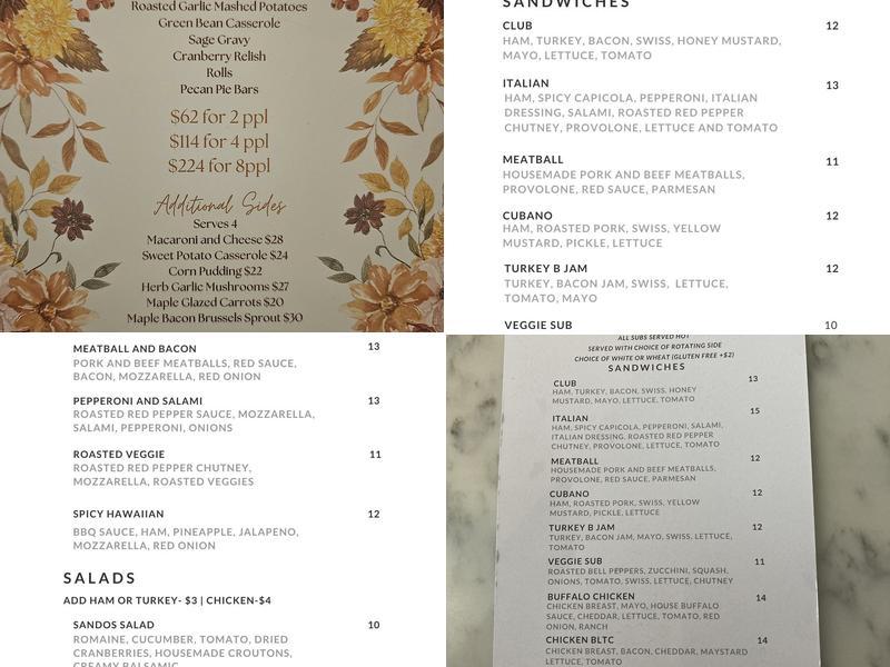 Sandos Menu